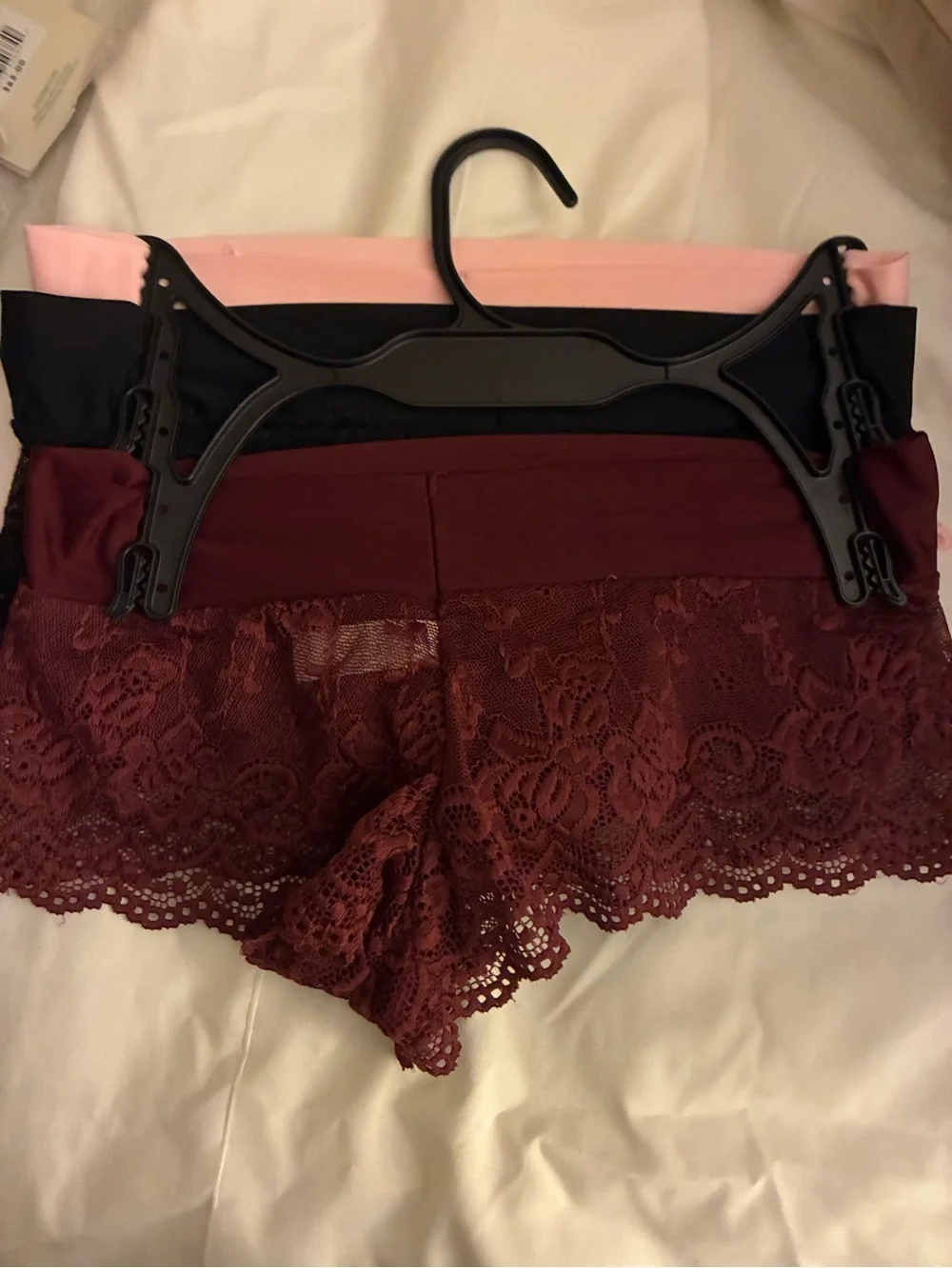 Lace Cheeky Panty Set - Black, Blush & Burgundy